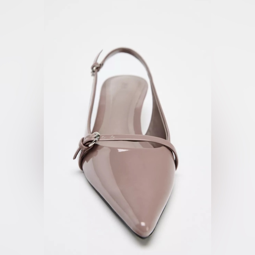 Zara Women's Tan Pointed-Toe Flats - Picture 2 of 4